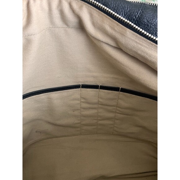 Cole Haan Large Black Travel Work Messenger Bag Leather Expandable Belt - Picture 9 of 16